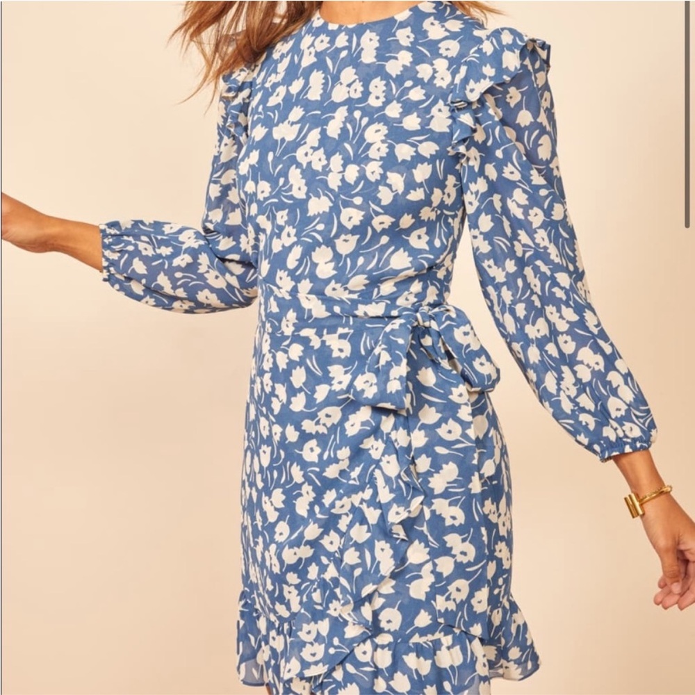 Reformation Blue and White Floral Mini Dress